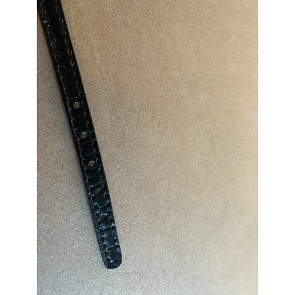 Faux Patent Crocodile Leather X-Small Dog Collar Cat Collar BLACK Alloy Buckle - Picture 7 of 9